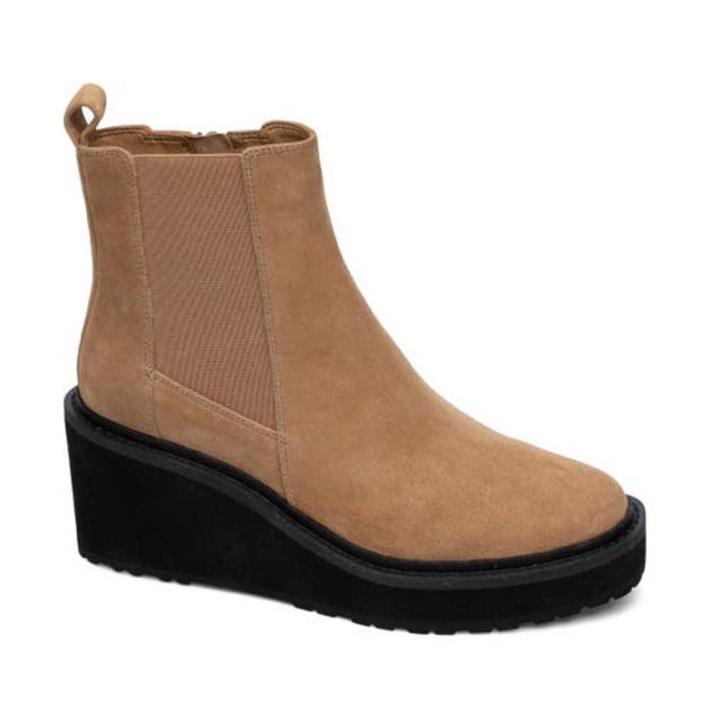 Linea Paolo Leather‎ Ankle Boots Women's Platform Chelsea Winter Tan Size 9.5